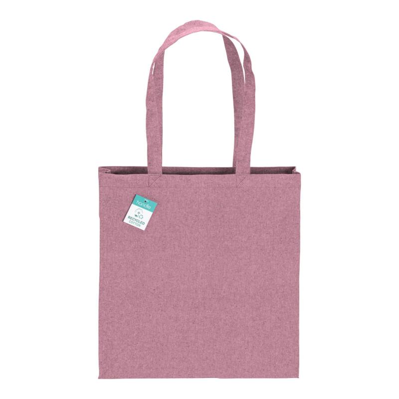 Bolsa de algodón reciclado de 190 g/m2, asas largas y fuelle