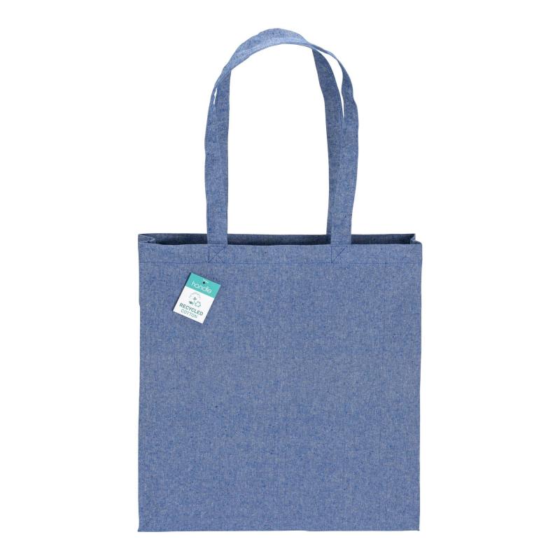 Bolsa de algodón reciclado de 190 g/m2, asas largas y fuelle