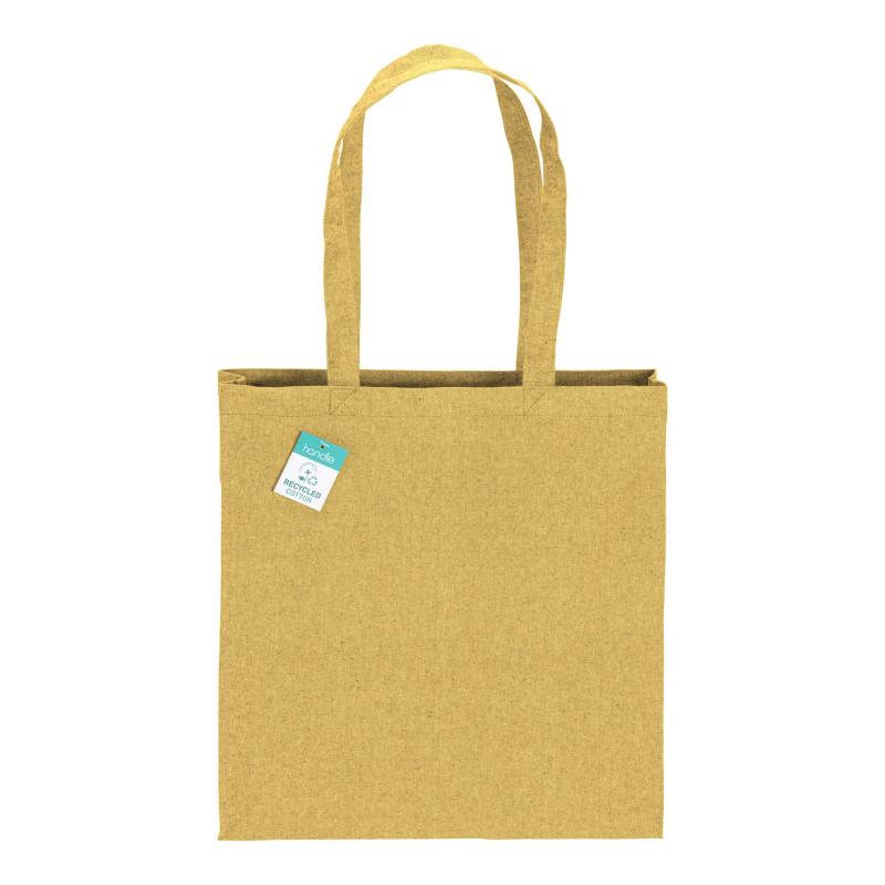 Bolsa de algodón reciclado de 190 g/m2, asas largas y fuelle