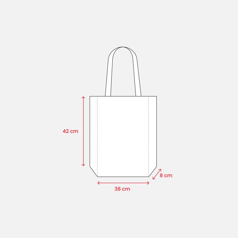 Bolsa de algodón reciclado de 190 g/m2, asas largas y fuelle