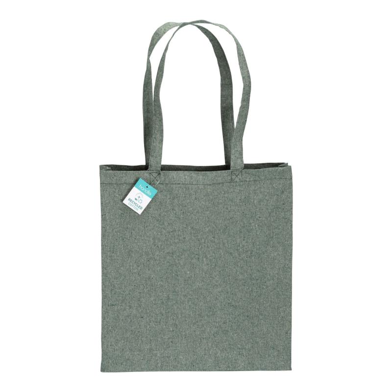 Bolsa de algodón reciclado de 190 g/m2, asas largas y fuelle