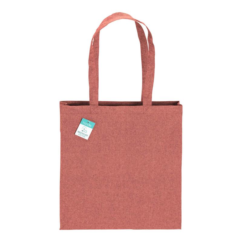 Bolsa de algodón reciclado de 190 g/m2, asas largas y fuelle