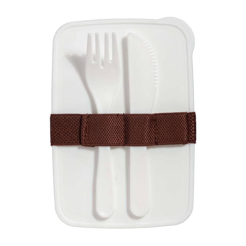 Fiambrera PP, con cubiertos incluidos. NO APTO PARA LAVAVAJILLAS NI MICROONDAS