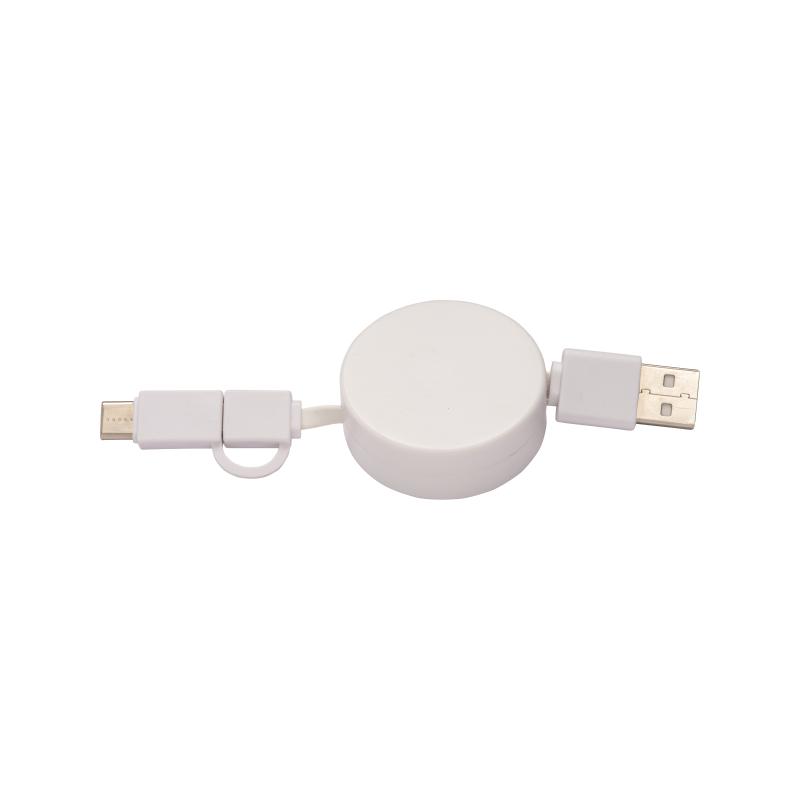 Cable de bambú retráctil con adaptador 3 en 1