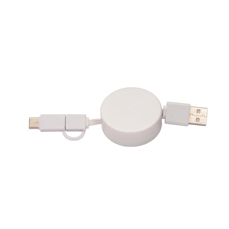Cable de bambú retráctil con adaptador 3 en 1