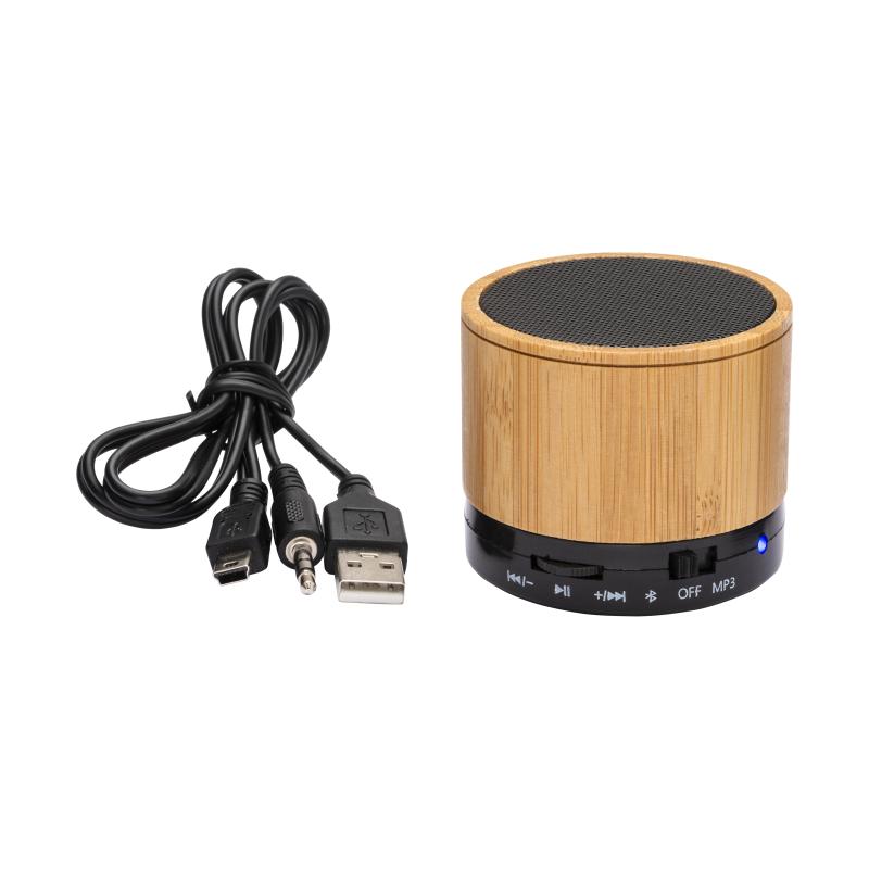 Mini altavoz Bluetooth V 5.0 cilíndrico de bambú