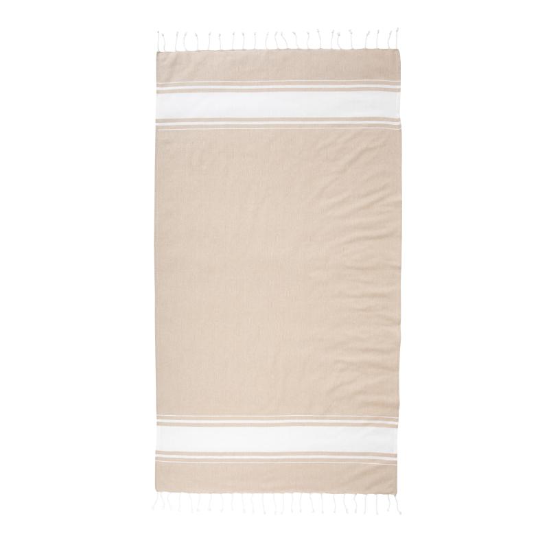 Toalla de playa/pareo en algodón reciclado 180 gr/m2 con flecos