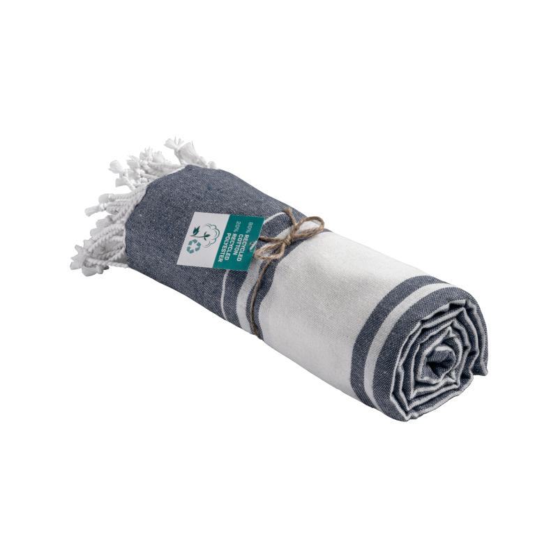 Toalla de playa/pareo en algodón reciclado 180 gr/m2 con flecos