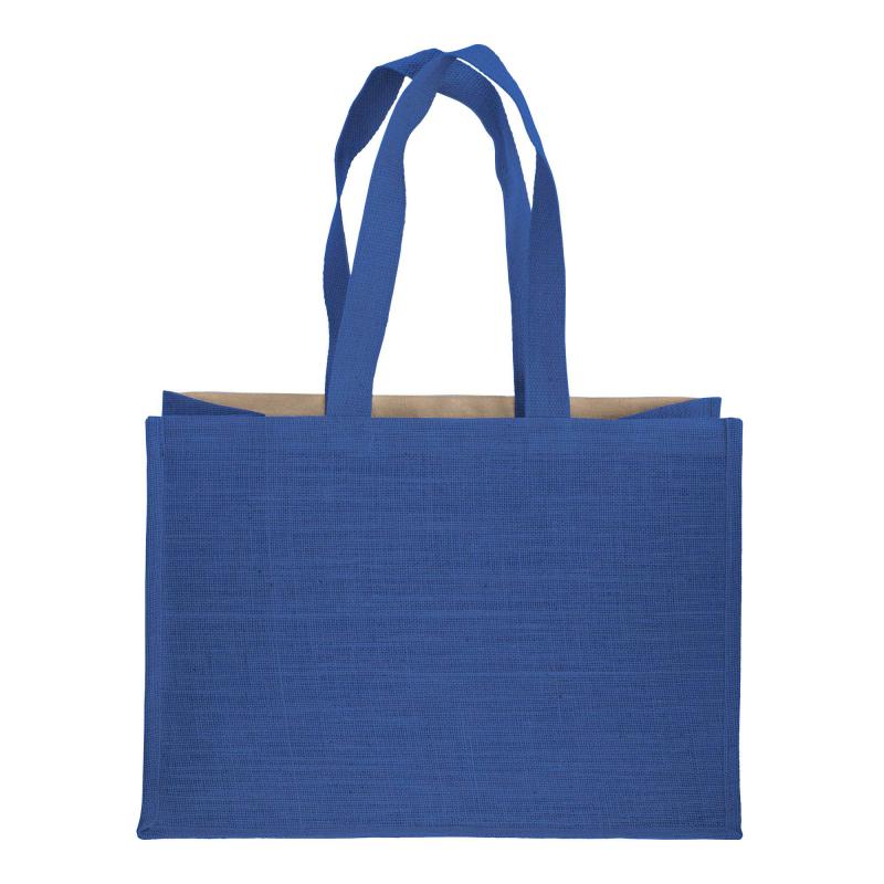 Bolsa de algodón 238 g/m2 con yute y algodón, asas largas y fuelle