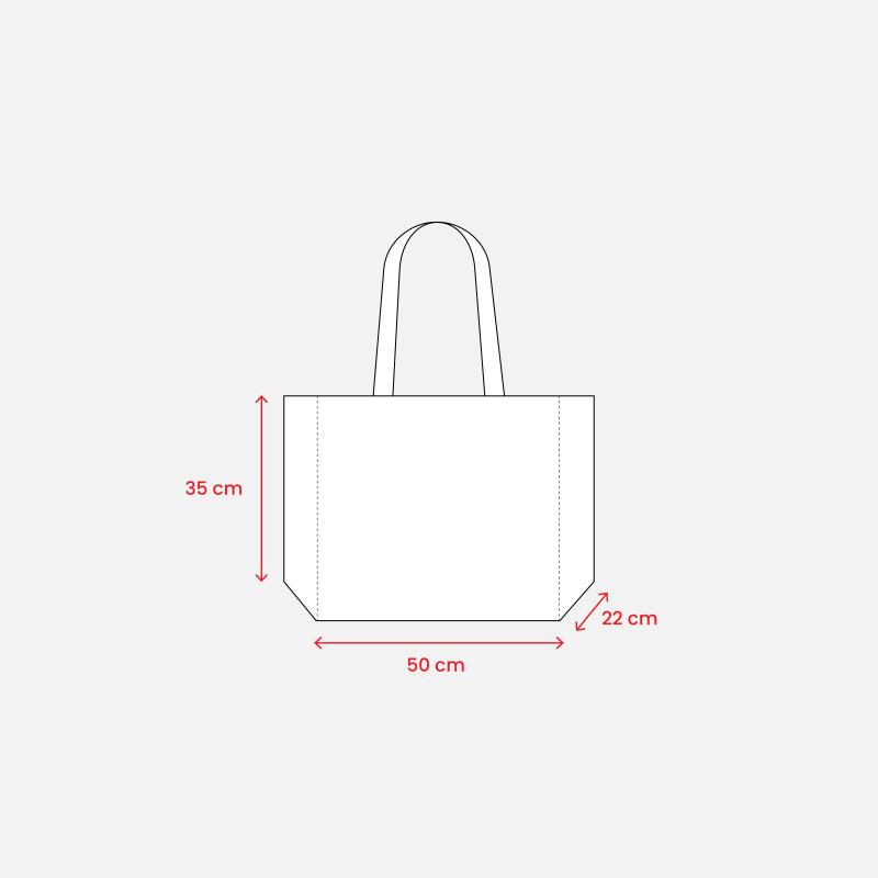 Bolsa de algodón 238 g/m2 con yute y algodón, asas largas y fuelle