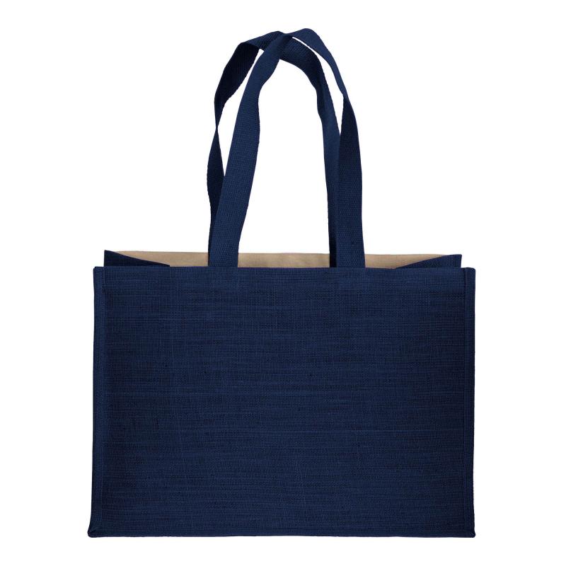 Bolsa de algodón 238 g/m2 con yute y algodón, asas largas y fuelle