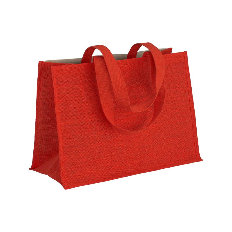 Bolsa de algodón 238 g/m2 con yute y algodón, asas largas y fuelle
