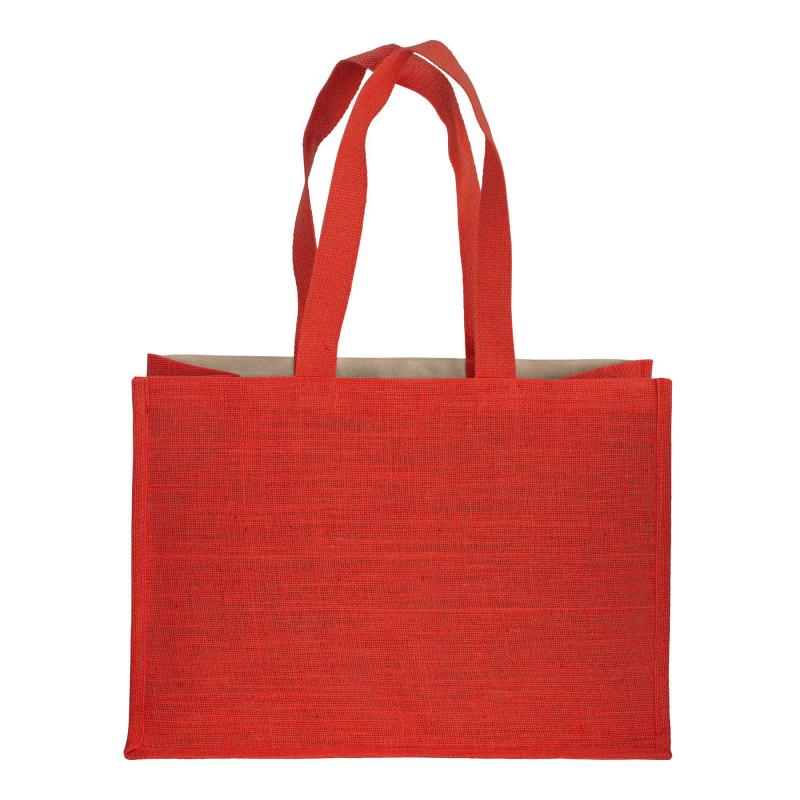 Bolsa de algodón 238 g/m2 con yute y algodón, asas largas y fuelle
