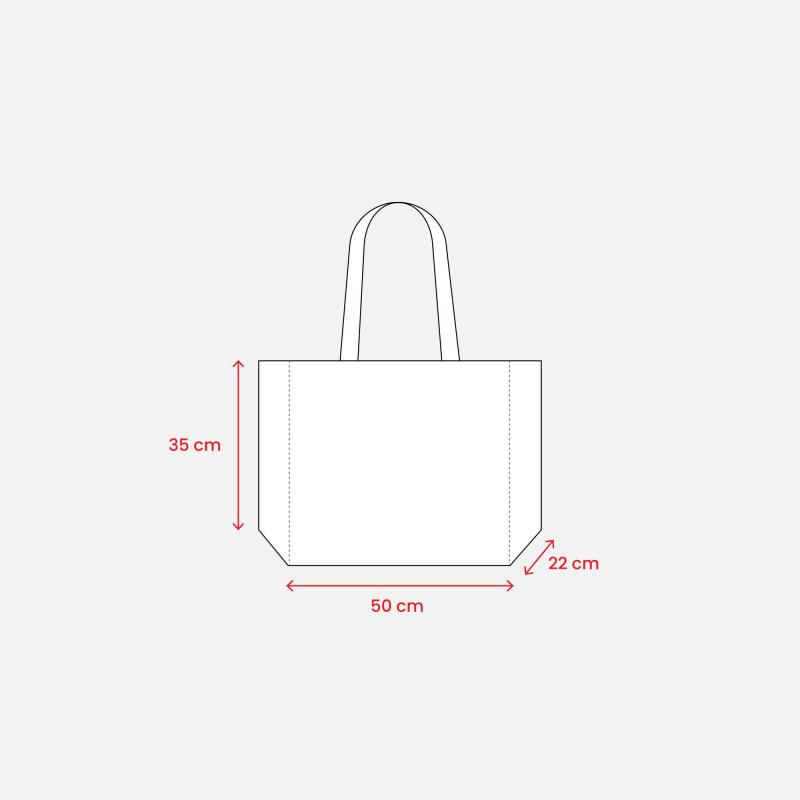 Bolsa de algodón 238 g/m2 con yute y algodón, asas largas y fuelle