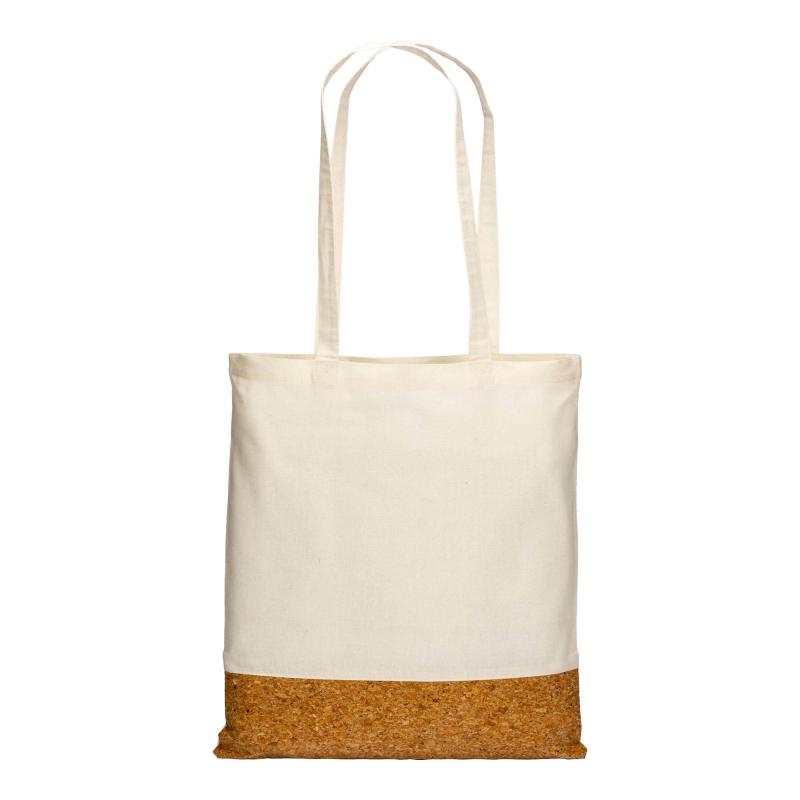 Bolsa de algodón 135 g/m2 con base de corcho, asas largas