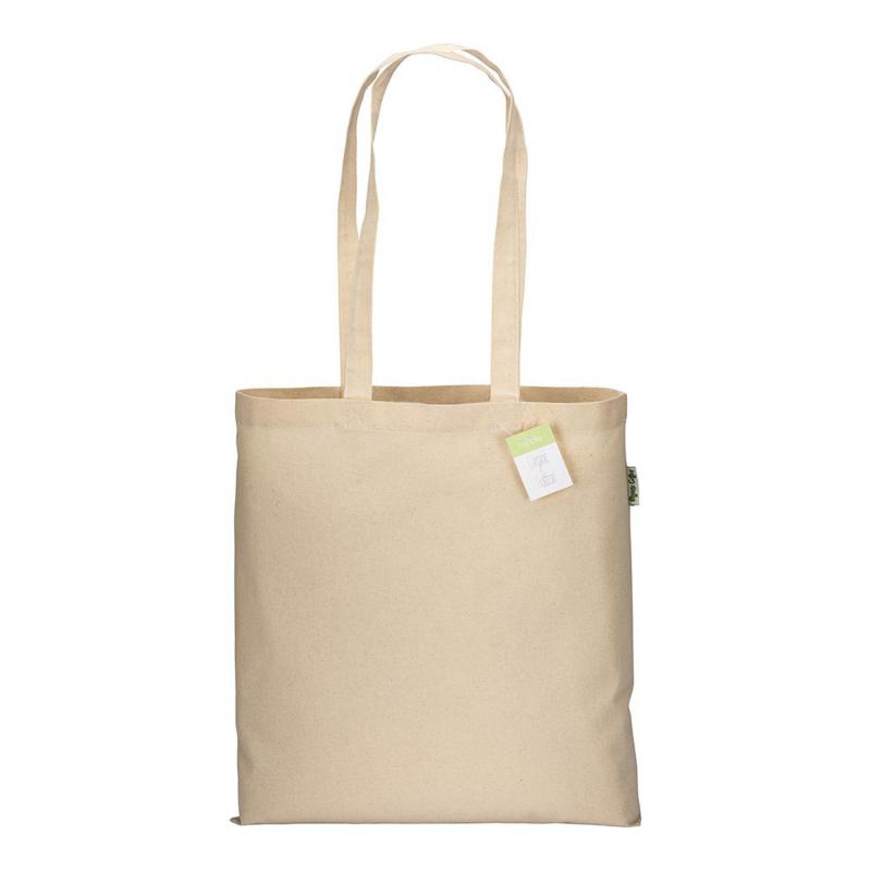 Bolsa de algodón orgánico 190 g/m2, asas largas