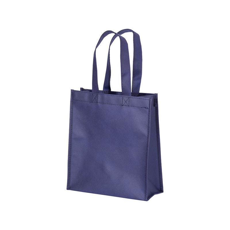 Mini bolsa de PET reciclado 80 g/m2, asas cortas y fuelle