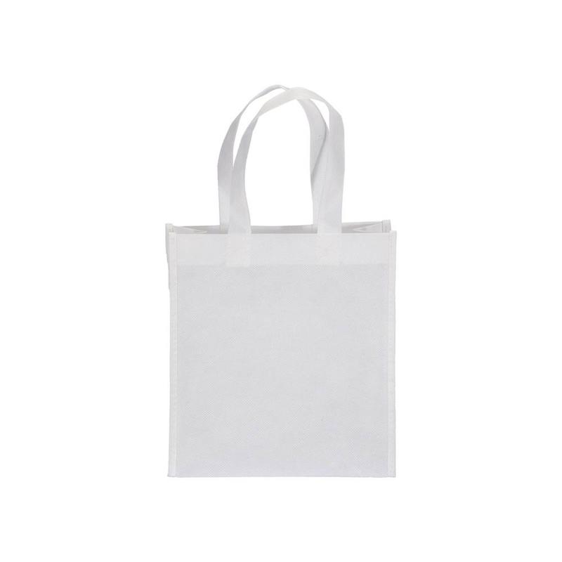 Mini bolsa de PET reciclado 80 g/m2, asas cortas y fuelle