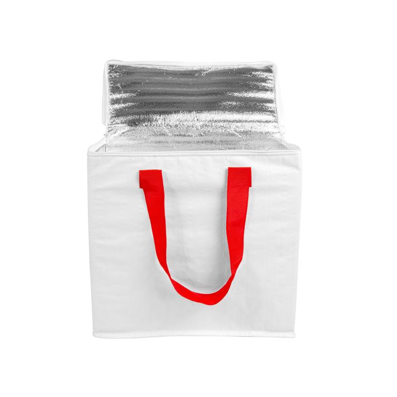 Nevera en PP laminado 120 g / m2, asas de colores, cierre de cremallera