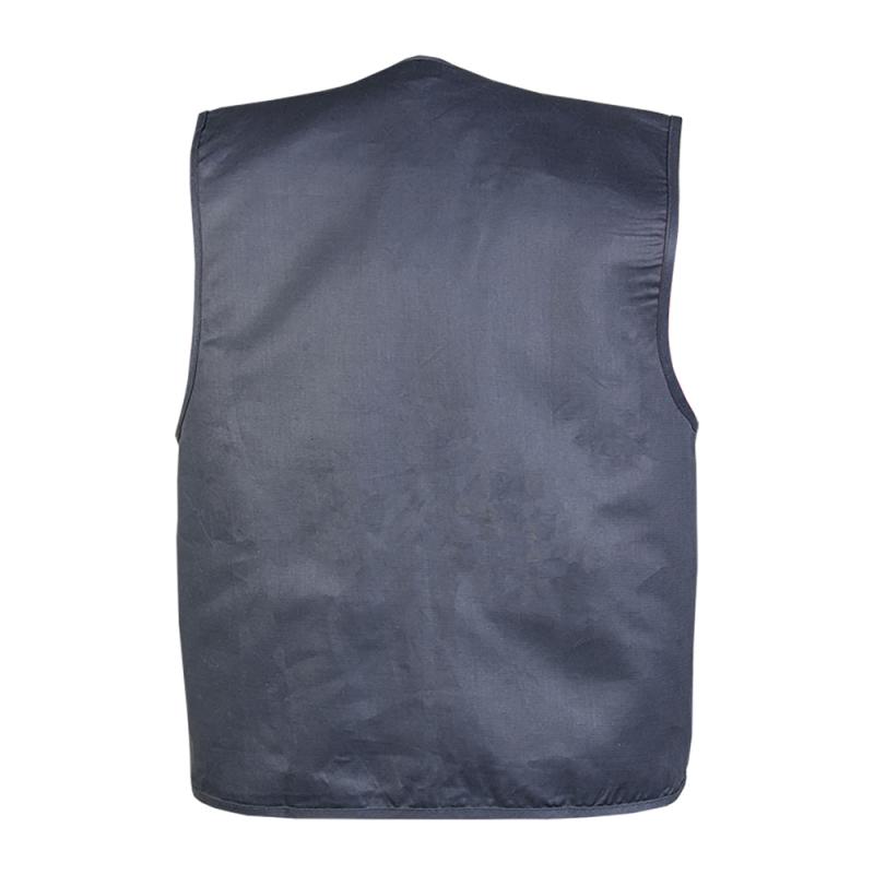 Chaleco multibolsillos en algodón y poliéster. Perfiles reflectantes, cierre de cremallera