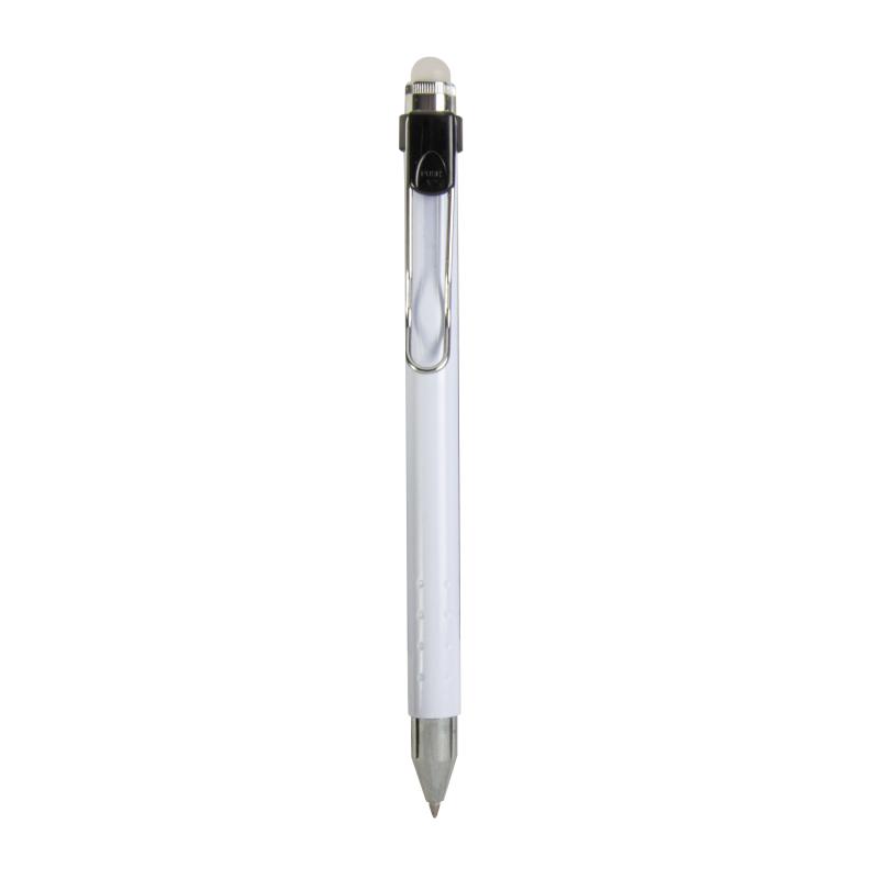 Bolígrafo de plástico con tinta borrable y clip de metal
