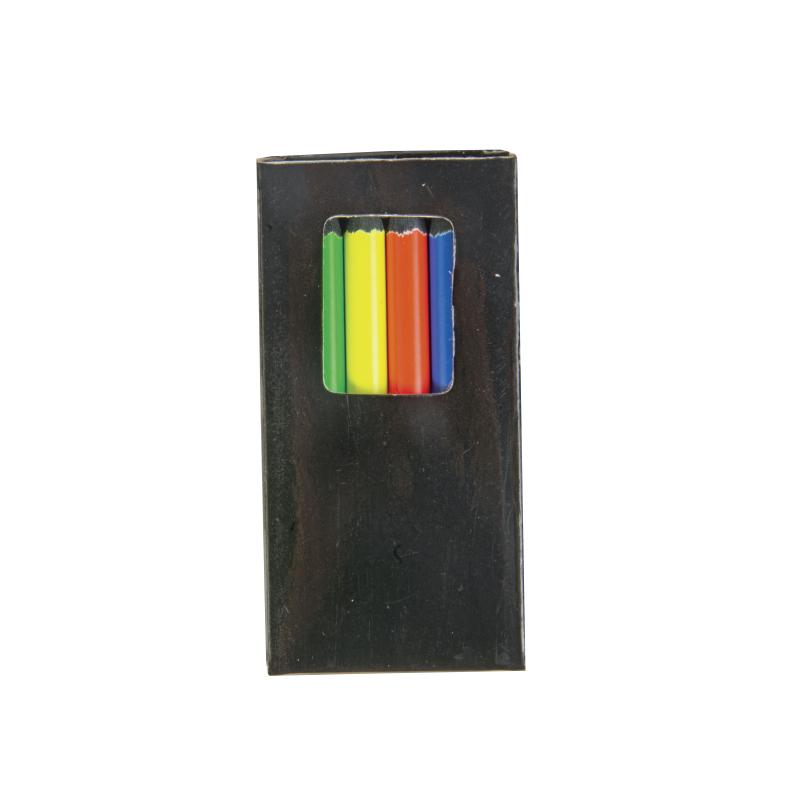 Set de 6 lápices de madera cilíndricos de colores fluorescentes , en caja de cartón
