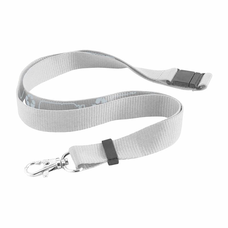 Cinta para el cuello R-PET con mosquetón y cierre de seguridad (PET reciclado)