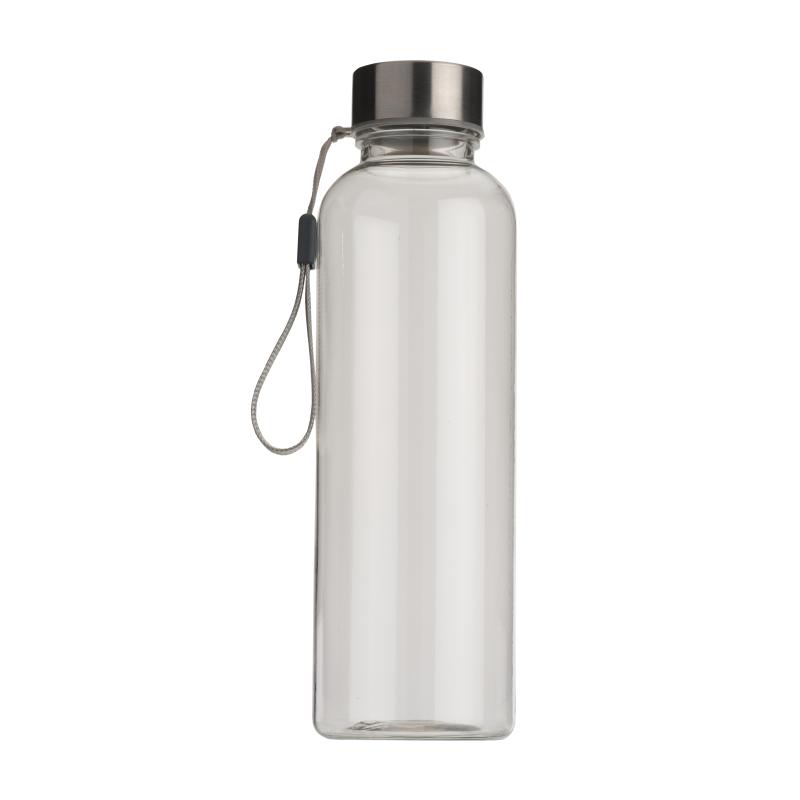Bidon en tritan transparente con tapa metálica (500ml). Libre de BPA