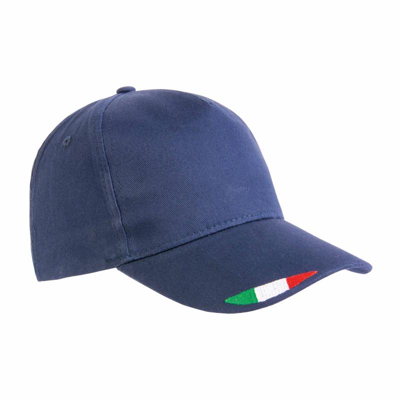 Gorro de poliéster con 5 paneles con bordado tricolor