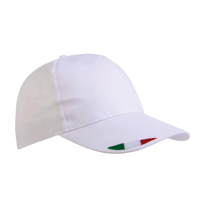 Gorro de poliéster con 5 paneles con bordado tricolor