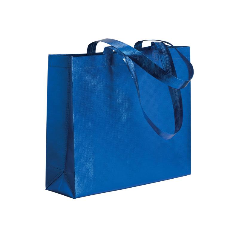Bolsa con fuelle de tejido sin tejer laminado 100 g/m2 termosoldado, con asas largas
