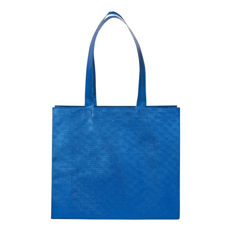 Bolsa con fuelle de tejido sin tejer laminado 100 g/m2 termosoldado, con asas largas