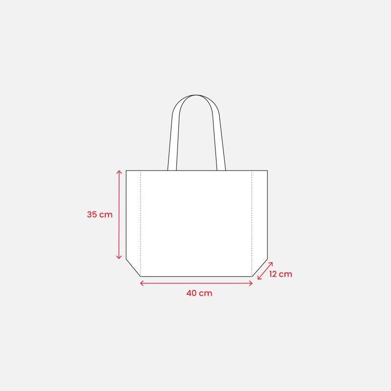 Bolsa con fuelle de tejido sin tejer laminado 100 g/m2 termosoldado, con asas largas