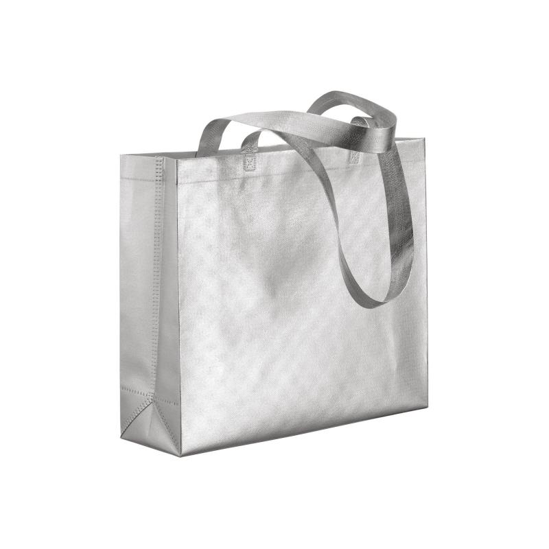 Bolsa con fuelle de tejido sin tejer laminado 100 g/m2 termosoldado, con asas largas