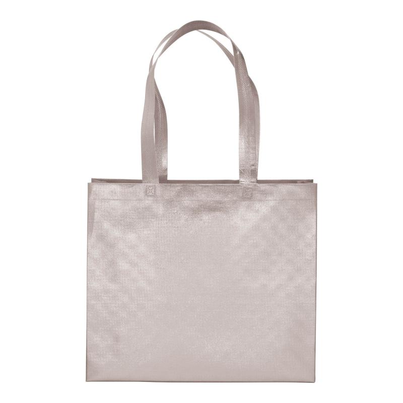 Bolsa con fuelle de tejido sin tejer laminado 100 g/m2 termosoldado, con asas largas