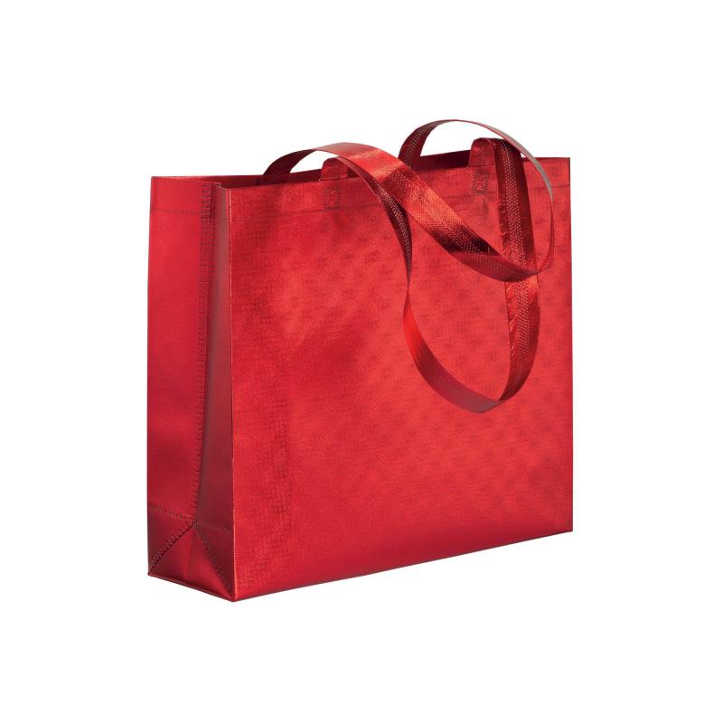 Bolsa con fuelle de tejido sin tejer laminado 100 g/m2 termosoldado, con asas largas