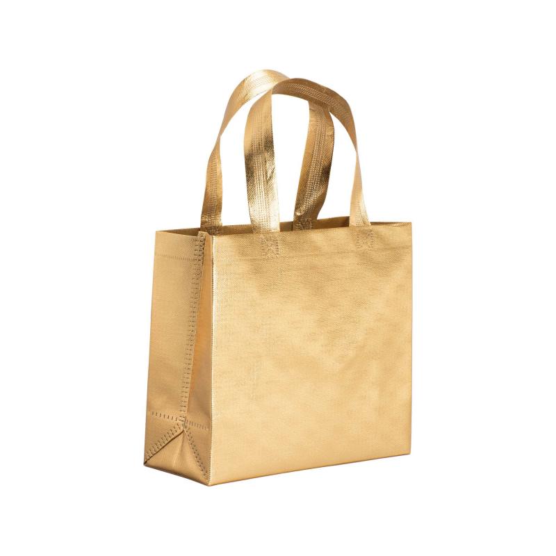 Bolsa con fuelle de tejido sin tejer laminado 100 g/m2 termosoldado, con asas cortas