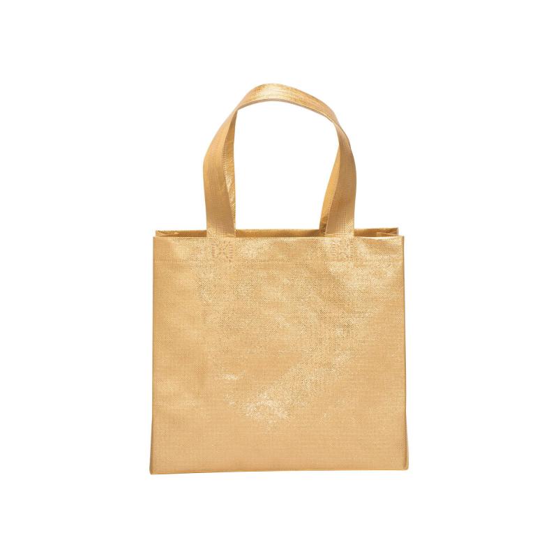 Bolsa con fuelle de tejido sin tejer laminado 100 g/m2 termosoldado, con asas cortas