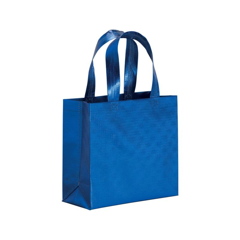 Bolsa con fuelle de tejido sin tejer laminado 100 g/m2 termosoldado, con asas cortas