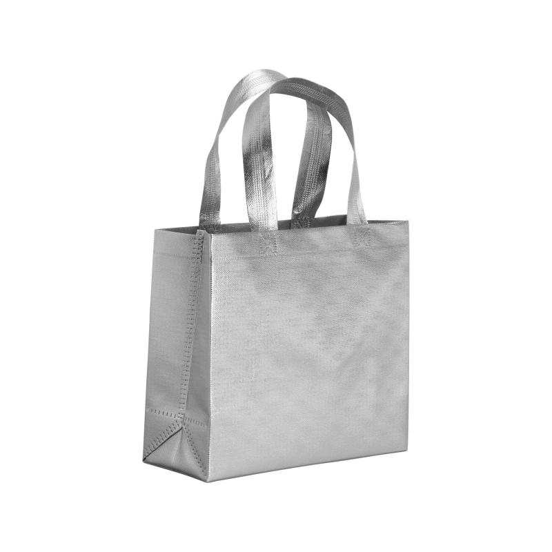 Bolsa con fuelle de tejido sin tejer laminado 100 g/m2 termosoldado, con asas cortas