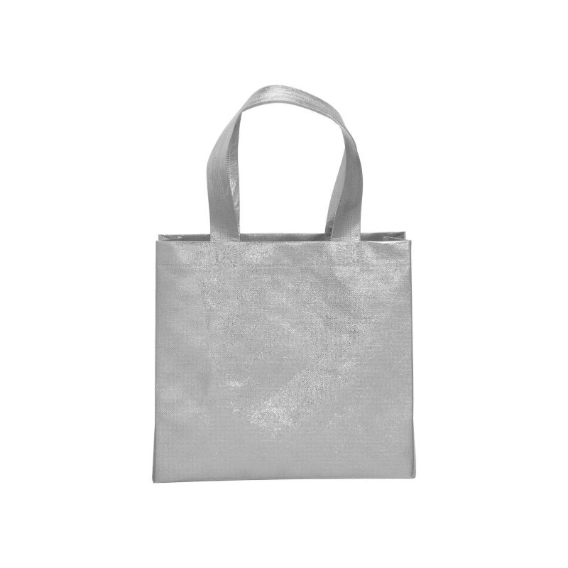 Bolsa con fuelle de tejido sin tejer laminado 100 g/m2 termosoldado, con asas cortas