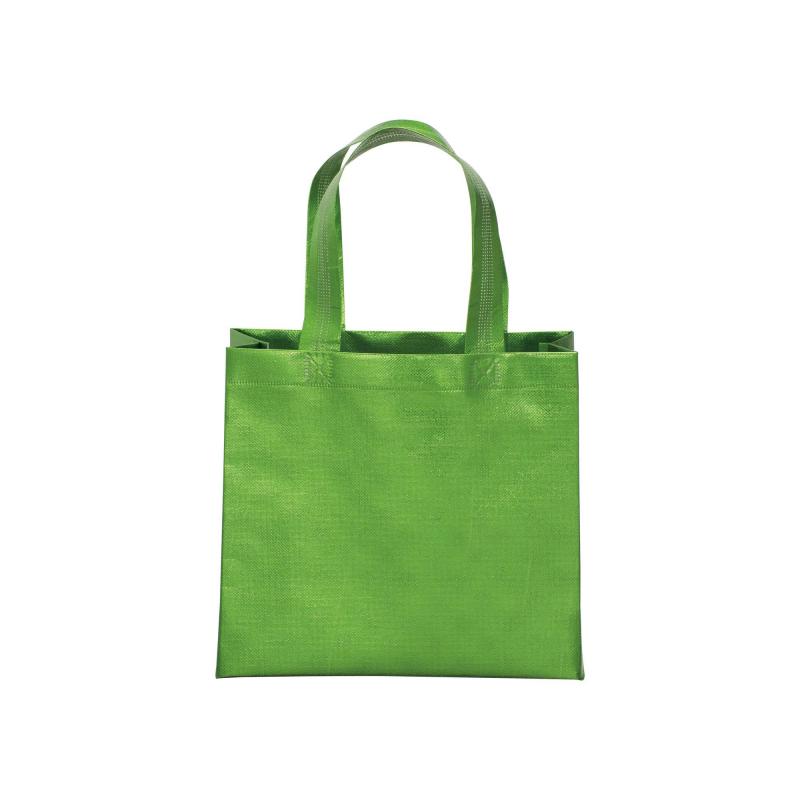 Bolsa con fuelle de tejido sin tejer laminado 100 g/m2 termosoldado, con asas cortas