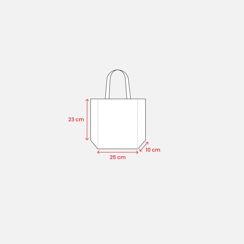 Bolsa con fuelle de tejido sin tejer laminado 100 g/m2 termosoldado, con asas cortas