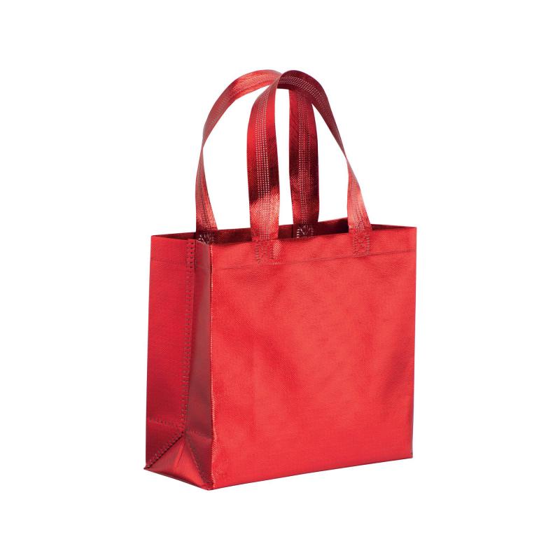 Bolsa con fuelle de tejido sin tejer laminado 100 g/m2 termosoldado, con asas cortas