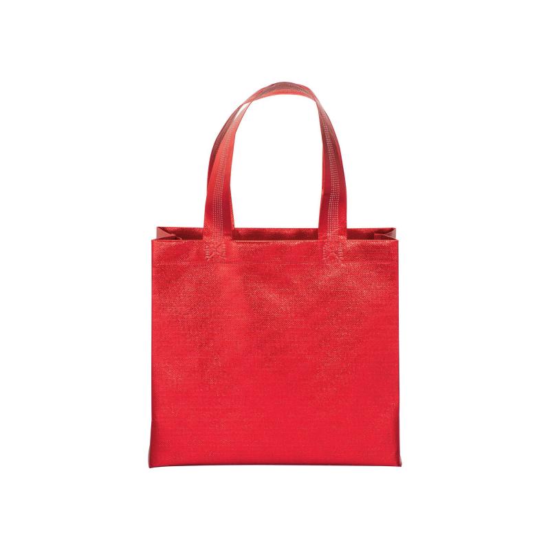 Bolsa con fuelle de tejido sin tejer laminado 100 g/m2 termosoldado, con asas cortas