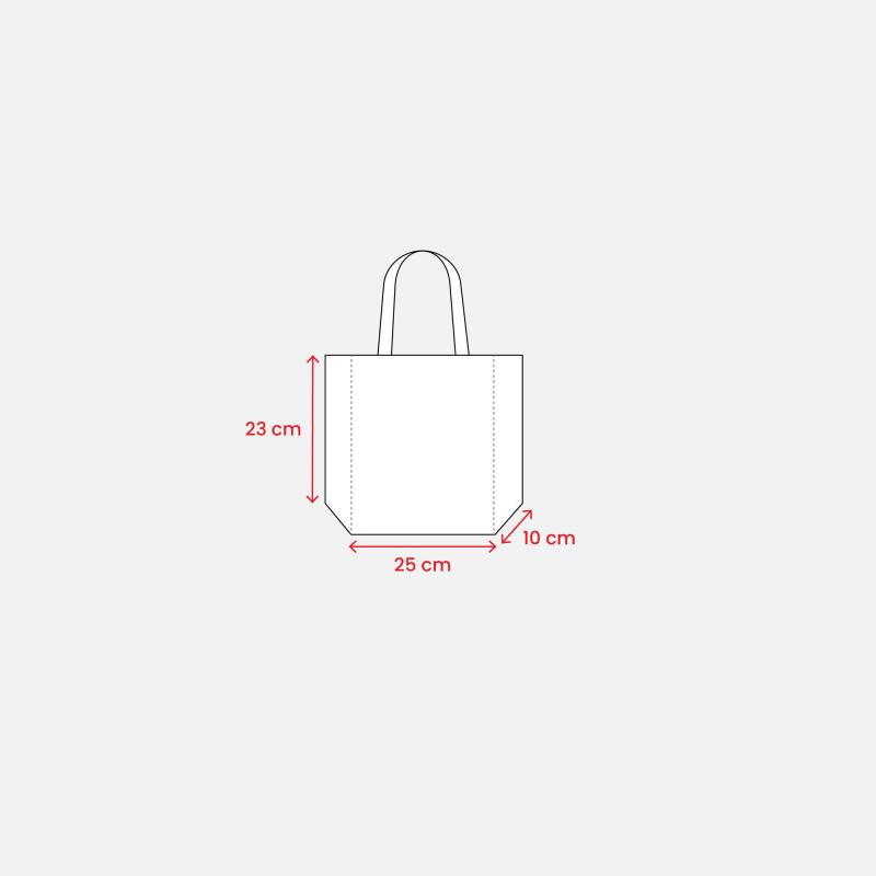 Bolsa con fuelle de tejido sin tejer laminado 100 g/m2 termosoldado, con asas cortas