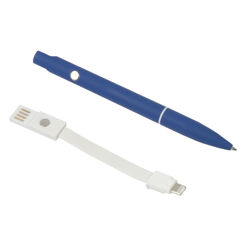 Boligrafo de aluminio con clip que se convierte en cable de carga USB / Lightning / micro