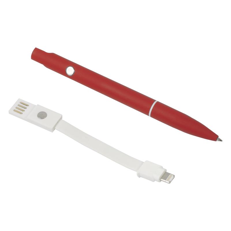 Boligrafo de aluminio con clip que se convierte en cable de carga USB / Lightning / micro