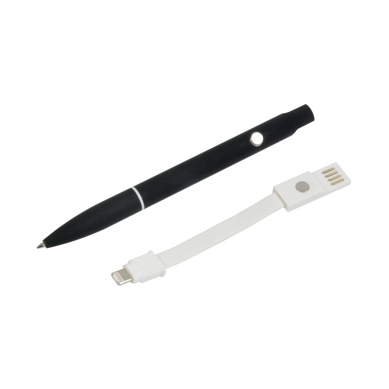 Boligrafo de aluminio con clip que se convierte en cable de carga USB / Lightning / micro