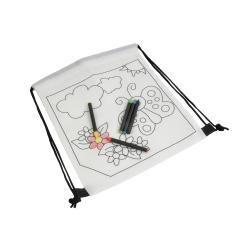 Juego de 5 crayones de cera de colores con una sección cilíndrica, en una mochila